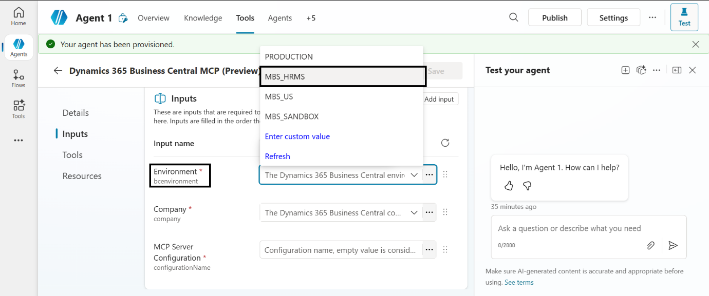 Configure Business Central MCP Tool