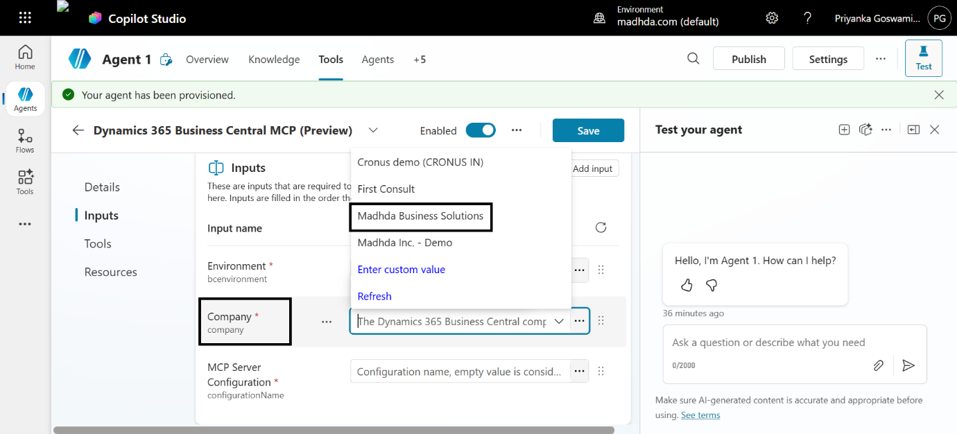 Configure Business Central MCP Tool