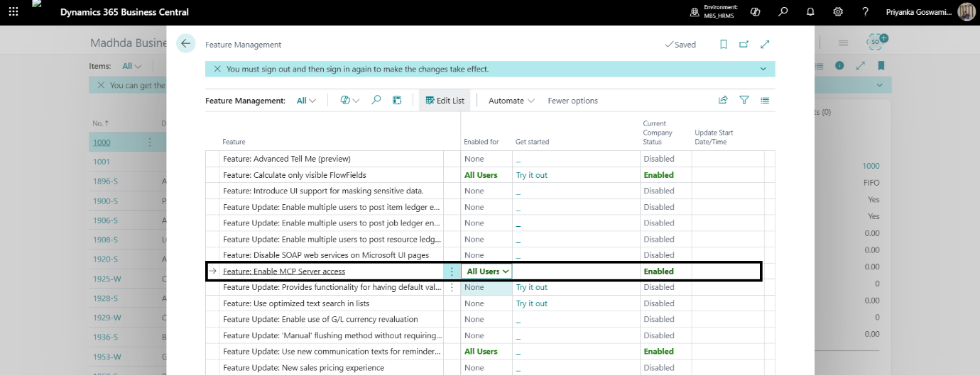 MCP Server Access Enabled for Company