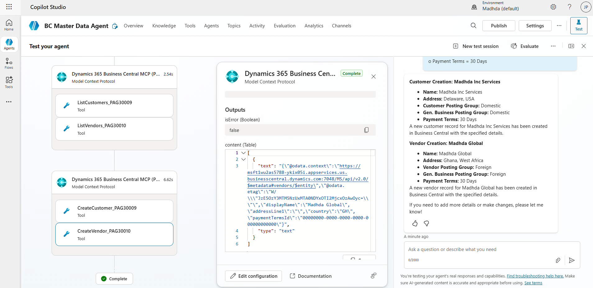 Business Central Master Data Agent