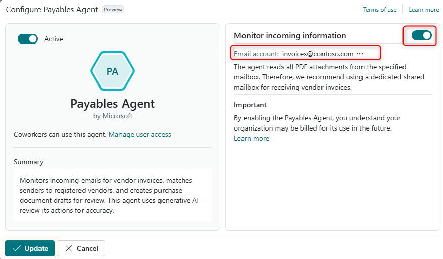 Dynamics 365 Payable Agent