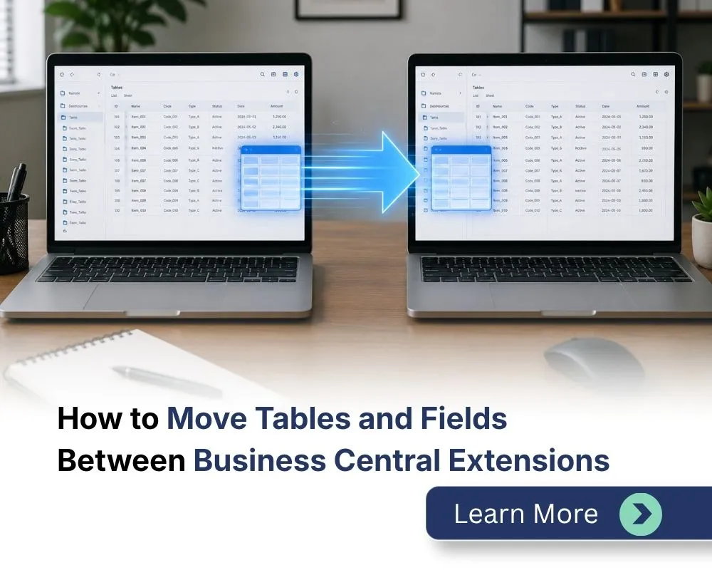 Move tables and fields from one extension to another.